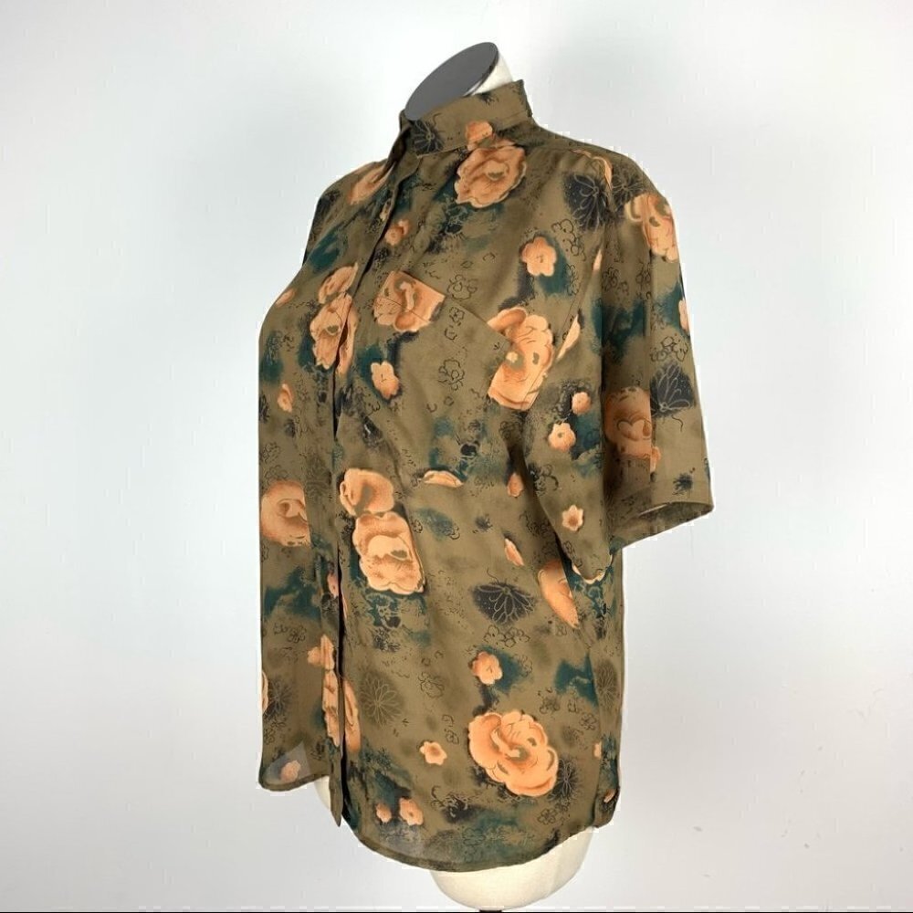 Magic womens top size L Multicolored floral button down vintage 60s 70s - Picture 6 of 10